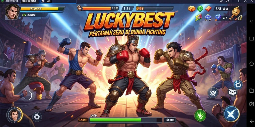 Tampilan pertarungan seru dalam LUCKYBEST dengan efek dramatis.