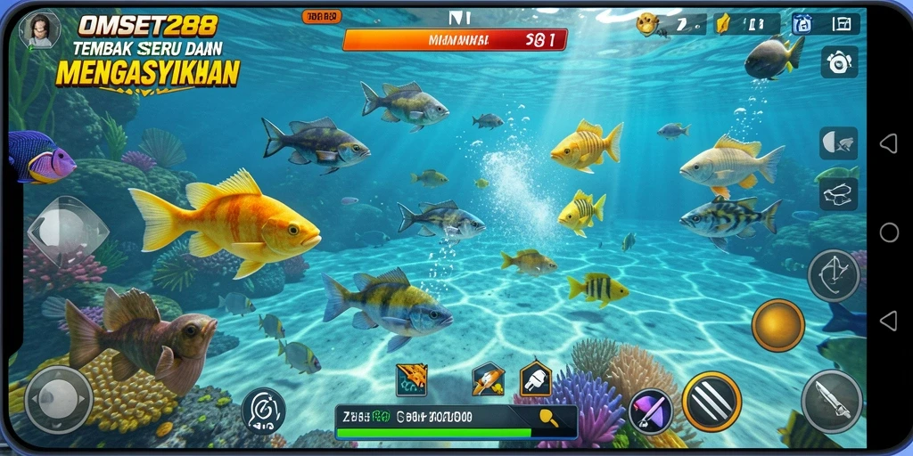 Screenshot gameplay menembak ikan di OMSET288.