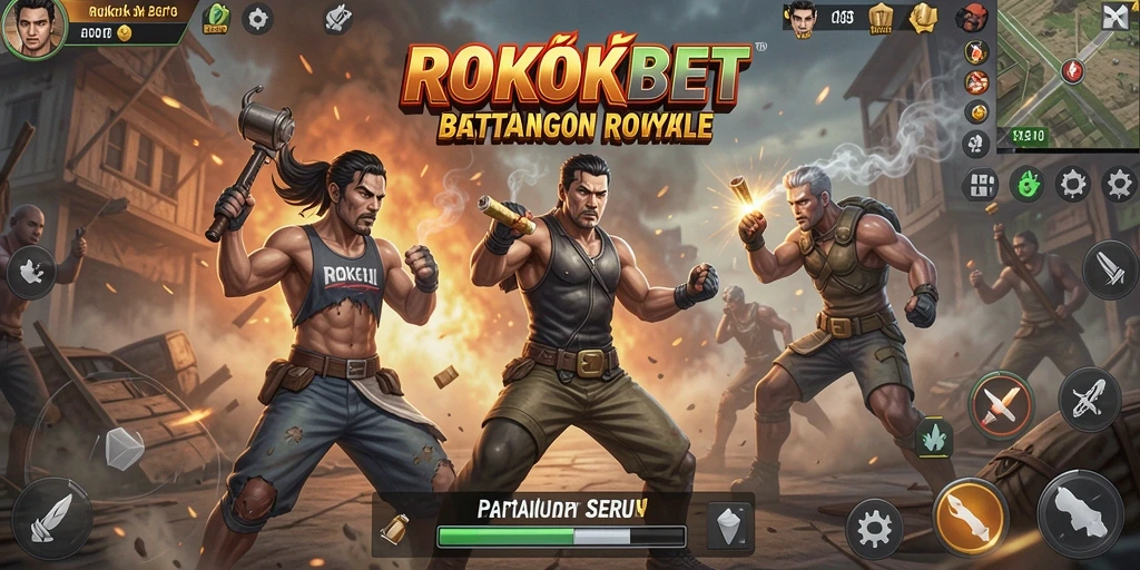 Gameplay seru ROKOKBET dalam pertarungan Battle Royale.