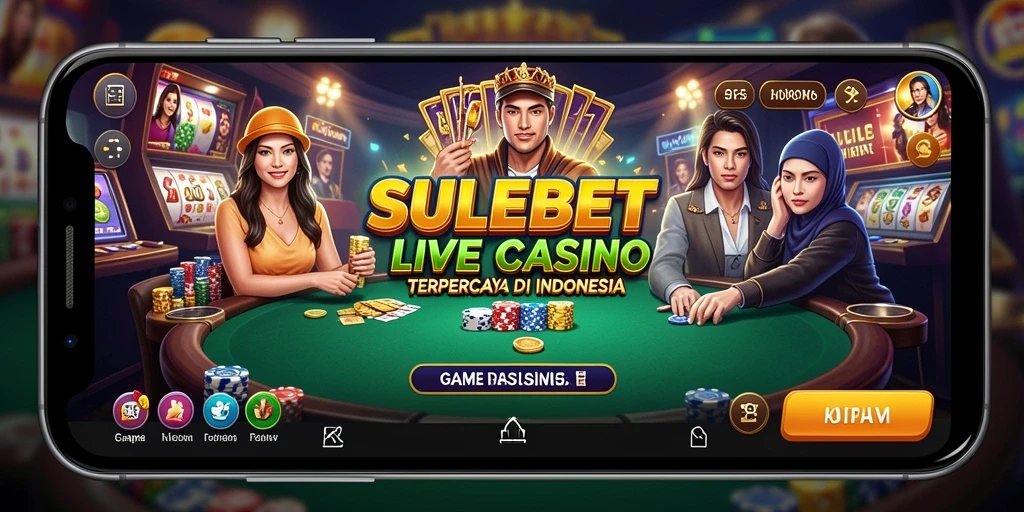 Screenshot gameplay SULEBET dengan dealer langsung dan suasana kasino.